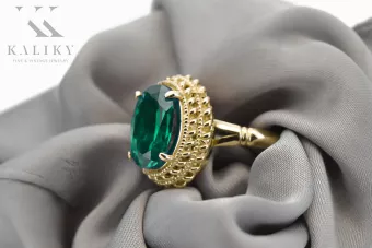 Винтидж Пръстен Смарагд 14K жълто злато vrc068y